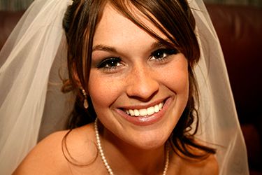 Bride in veil with gorgeous smile