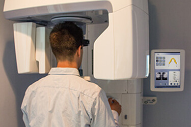 Man receiving panoramic digital x-rays