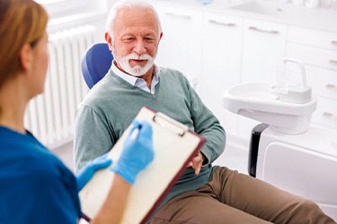 Senior dental patient during denture consultation