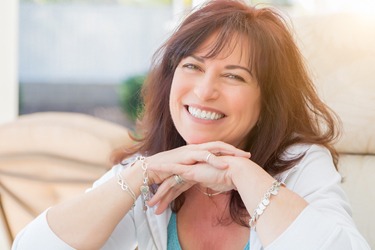 woman smiling at home