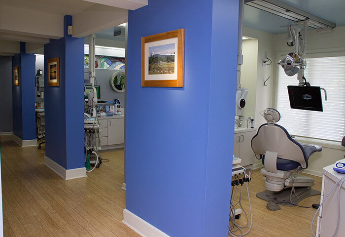 Hallway leading to dental treatment rooms