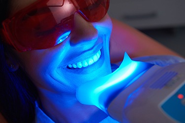 Woman undergoing professional whitening treatment