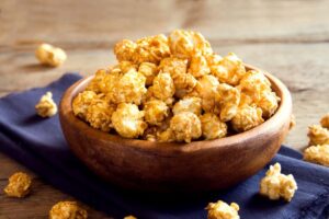 Bowl of caramel popcorn