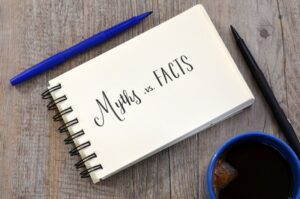 “Myths vs. Facts” written on notebook paper